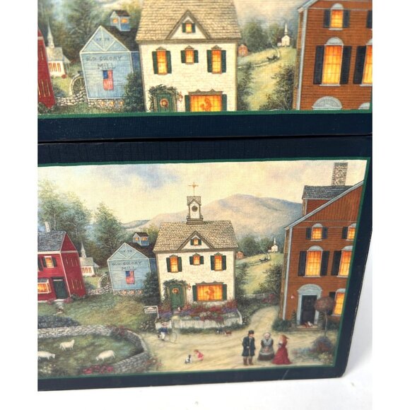 Hand-Painted Decorative Storage Box With Countryside, And Christmas Scenes Very - Picture 4 of 12